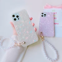 cute pearl bracelet phone shell case for iphone 13 pro 12 mini 11 pro max xr xs max x 8 7 6 6s plus se fashion hand chain cover