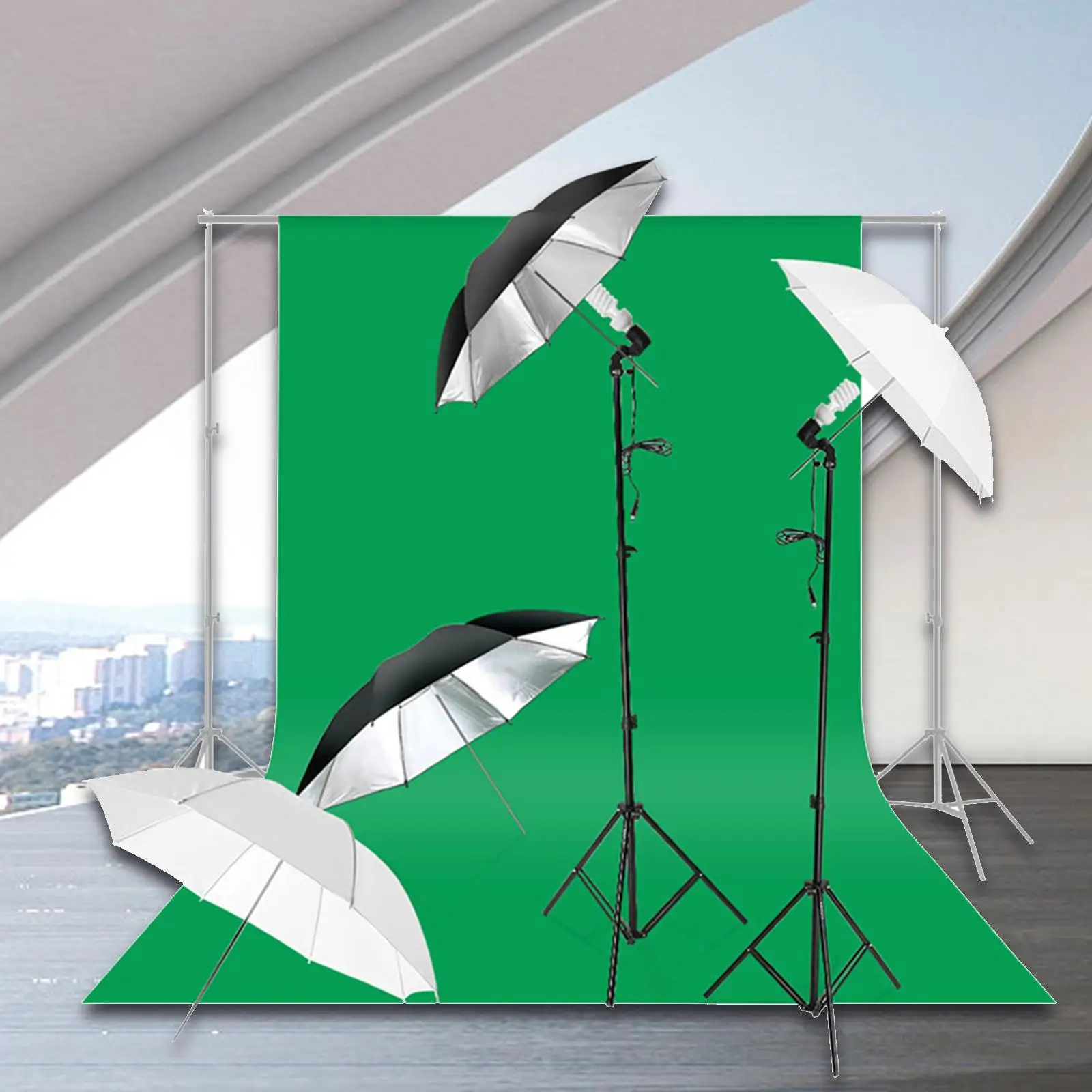 

11 Pieces Portable Continuous Photography Lighting soft Light Umbrella Tri Color 135W 5500K Bulb for Studio Performance