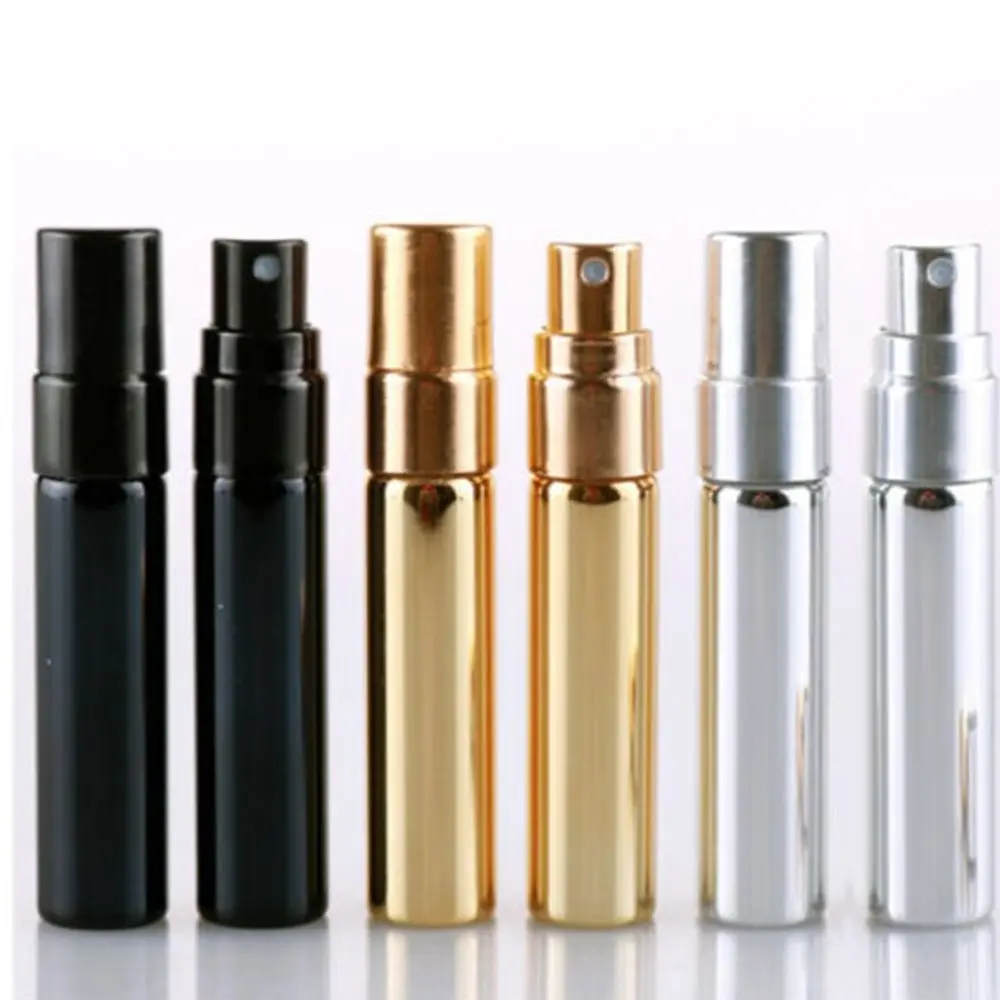 

10Ml Electroplated UV Glass Tube Perfume Spray Bottle Electrochemical Aluminum Refillable Bottle Portable Empty Atomizer