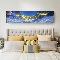 DIY 5D Diamond Painting Blue Gold Whale Large Diamond Embroidery Mosaic Animals Cross Stitch Living Room Wall Art Painting Decor