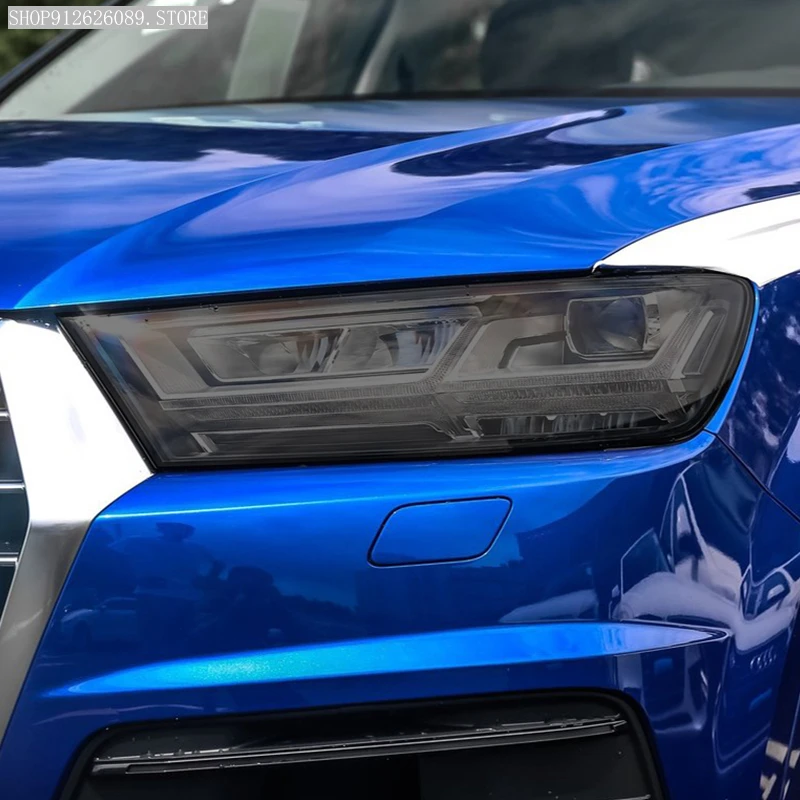 

2 Pcs Car Headlight Protective Film Smoked Black Tint Wrap Vinyl Transparent TPU Sticker For Audi Q7 SQ7 4M 2016-2019