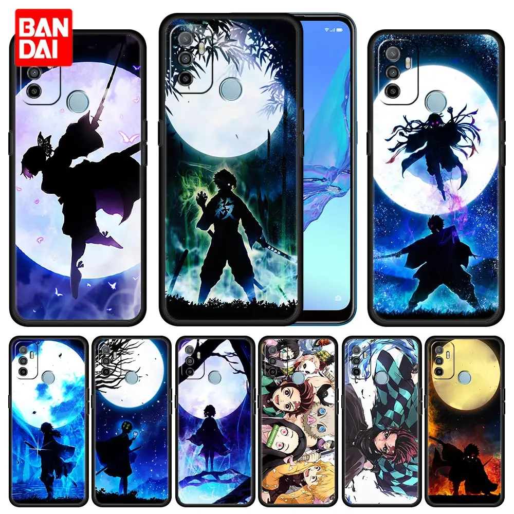 

Demon Slayer Japan Anime Case for Oppo A53 A52 A3s A5s A9 A15 A31 A54 A74 A93 A94 F19 Pro 4G 2020 Cover Shell Silicone Black Bag