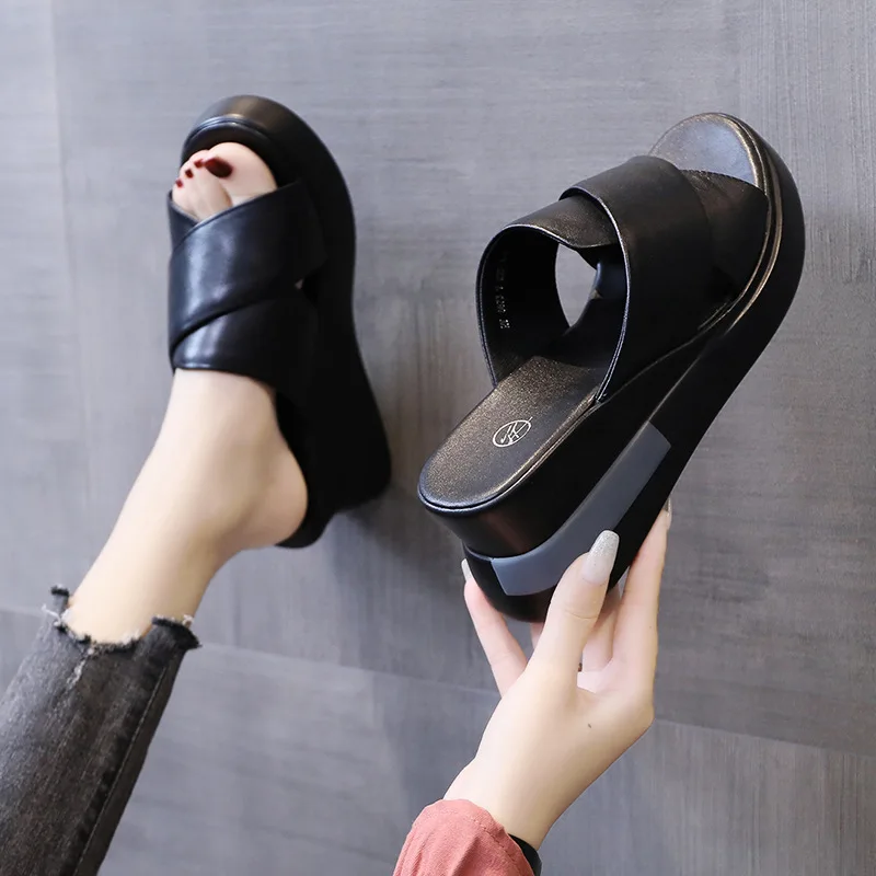 Women Summer Slippers Platform Shoes 7cm Fashion Modern Slides Woman Wedges Causal Slippers Ladies 2022 New Outdoor Beach Slides