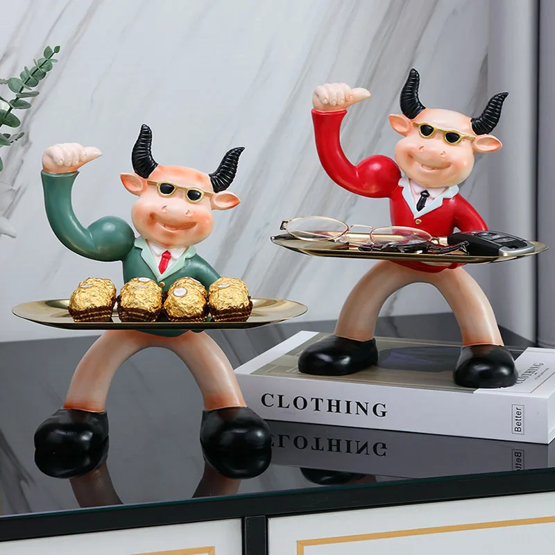 

Украшение для входа, украшение для светильник, роскошное украшение для дома, корова, мультяшный персонаж, креативные скандинавские лоток для ключей