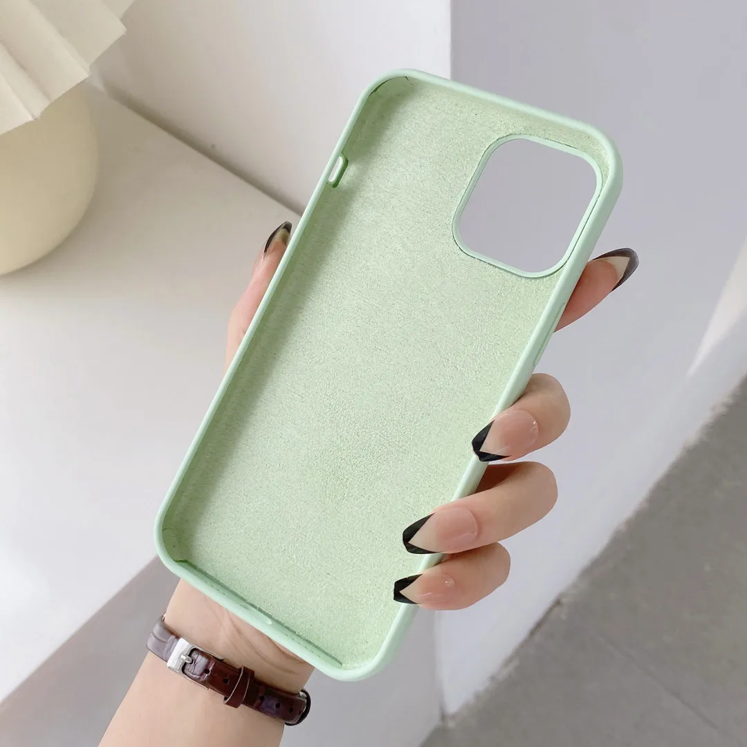 Luxury Original Liquid Silicone Solid for iPhone 13 12 11 Pro Max Case 14 Xr Xs MAX Soft Tpu Back Cover Fundas |