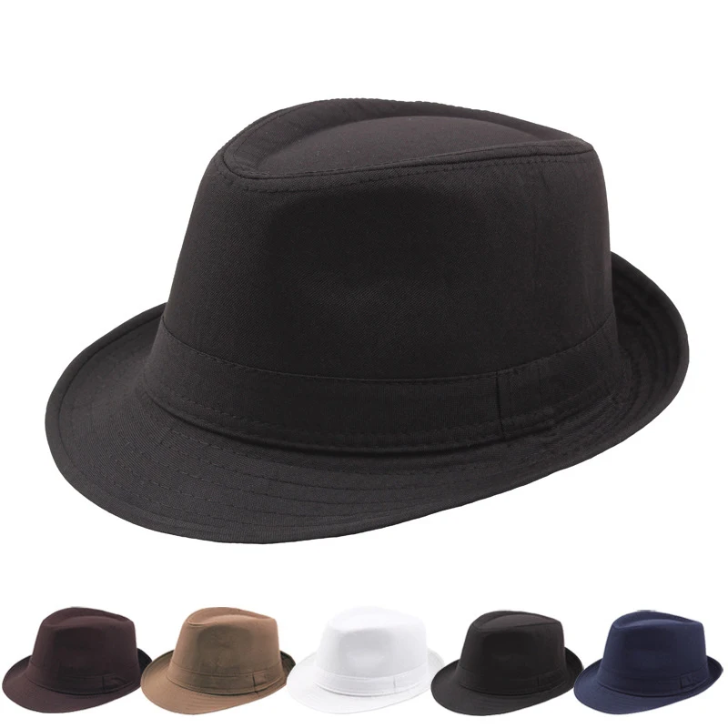 

Retro Men Women Beach Sun Hat Jazz Panama Unisex Trilby Fedora Hat Gangster Cap Gentleman Cap
