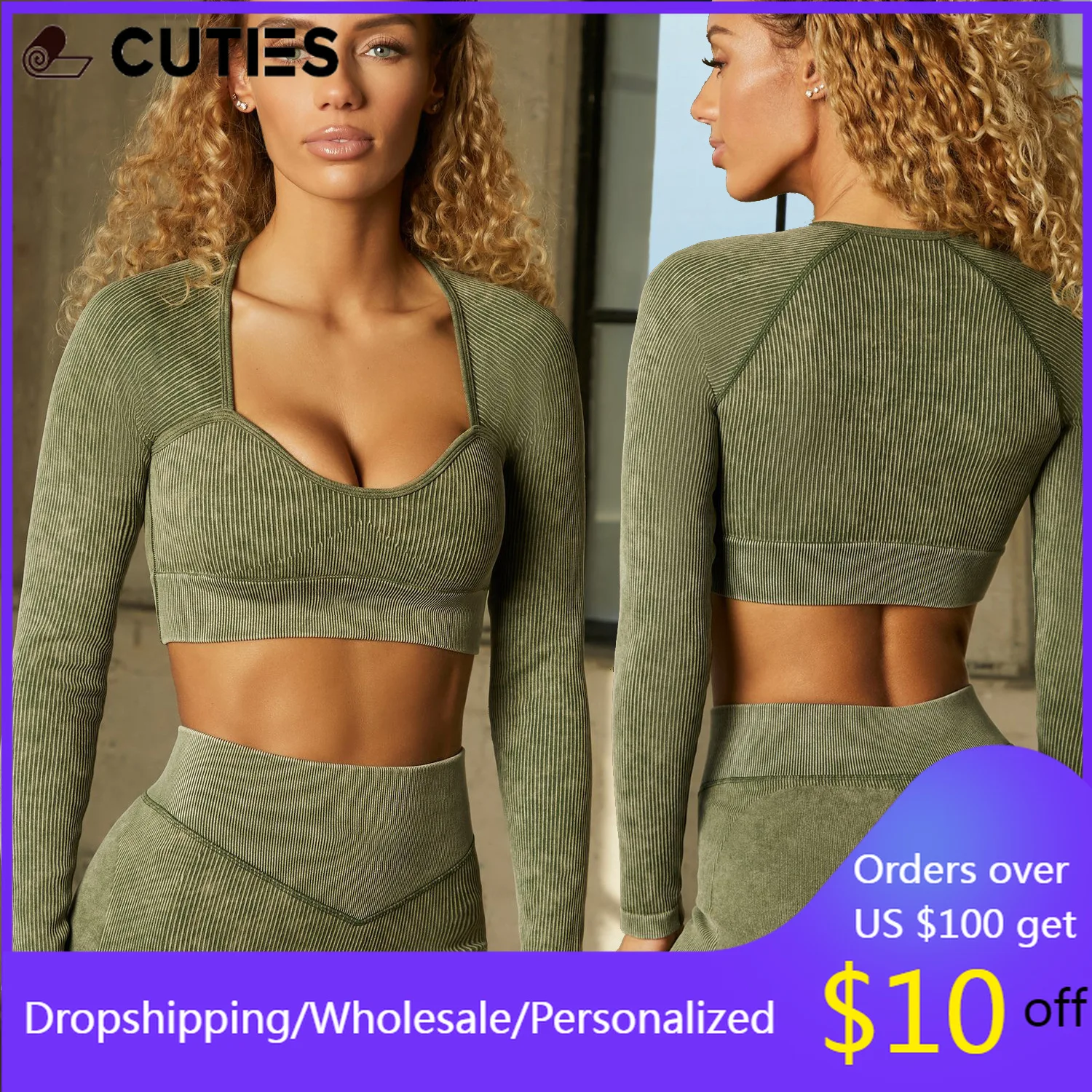 

6Pcs Women's Gym Outfit Yoga Sets Clothes Sand Wash Matching Ribbed Six Piece Set Seamless Ski Suit Trouser Suits Tracksuit 2021
