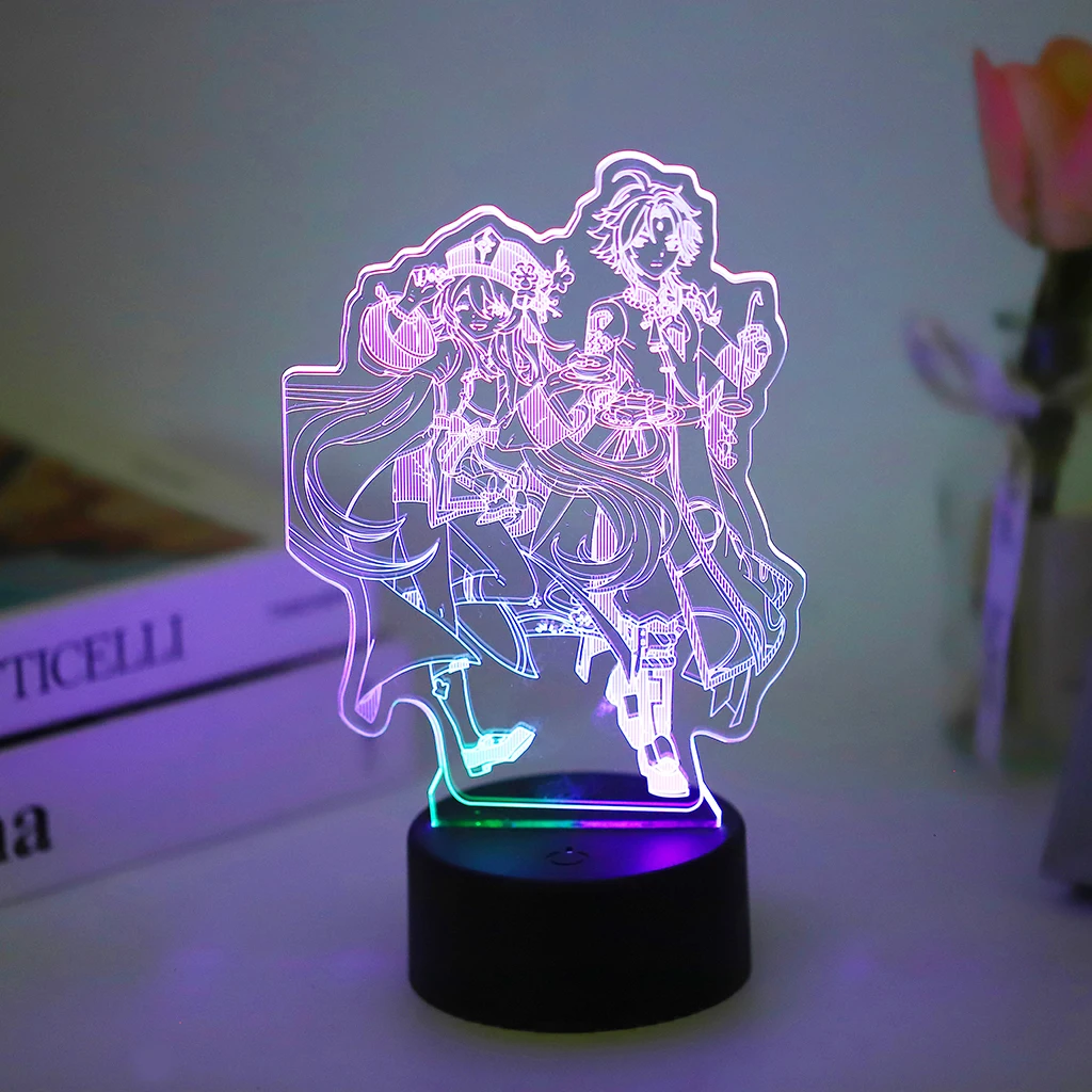 

Game Genshin Impact 3D Led Night Light Hu Tao Xiao Acrylic Board Souvenir Two Tone Lamp Anime Bedroom Decor Kid Christmas Gift