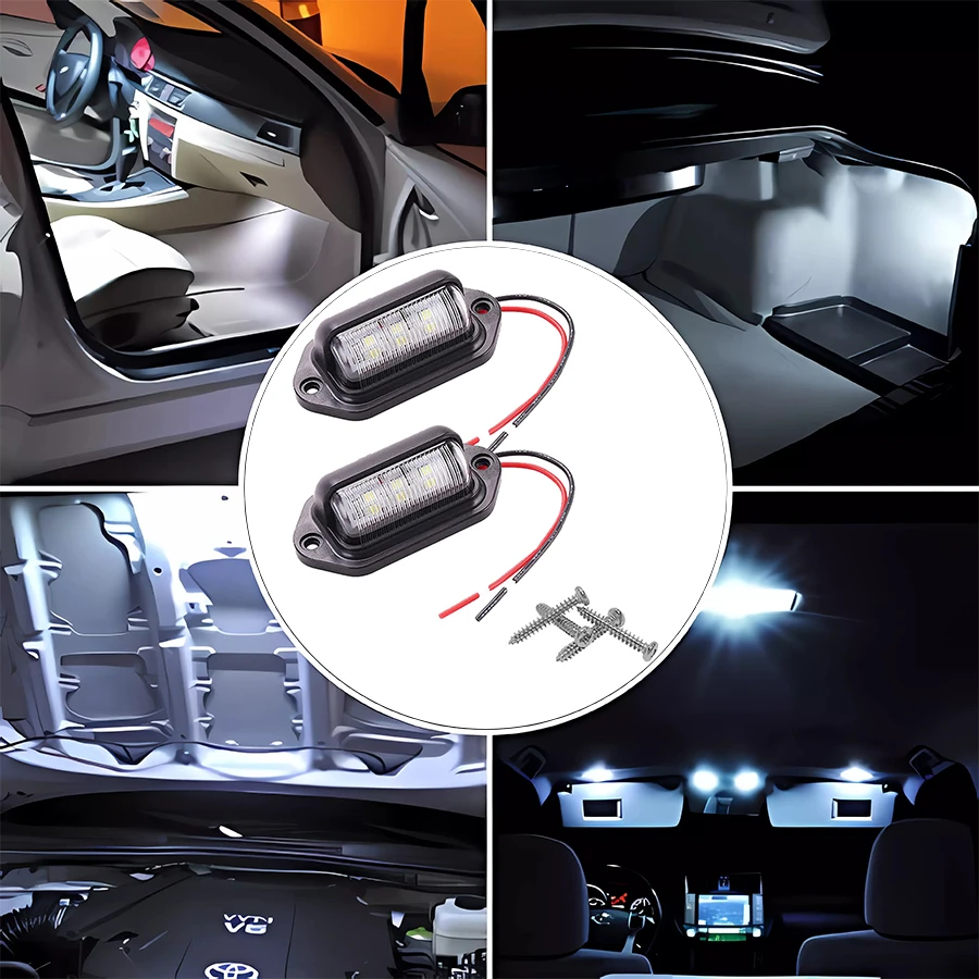 

6 LED Car License Number Plate Light For SUV RV Truck Trailer Van Tag Step Lamp White Bulbs License Plate Lights Car Accessories