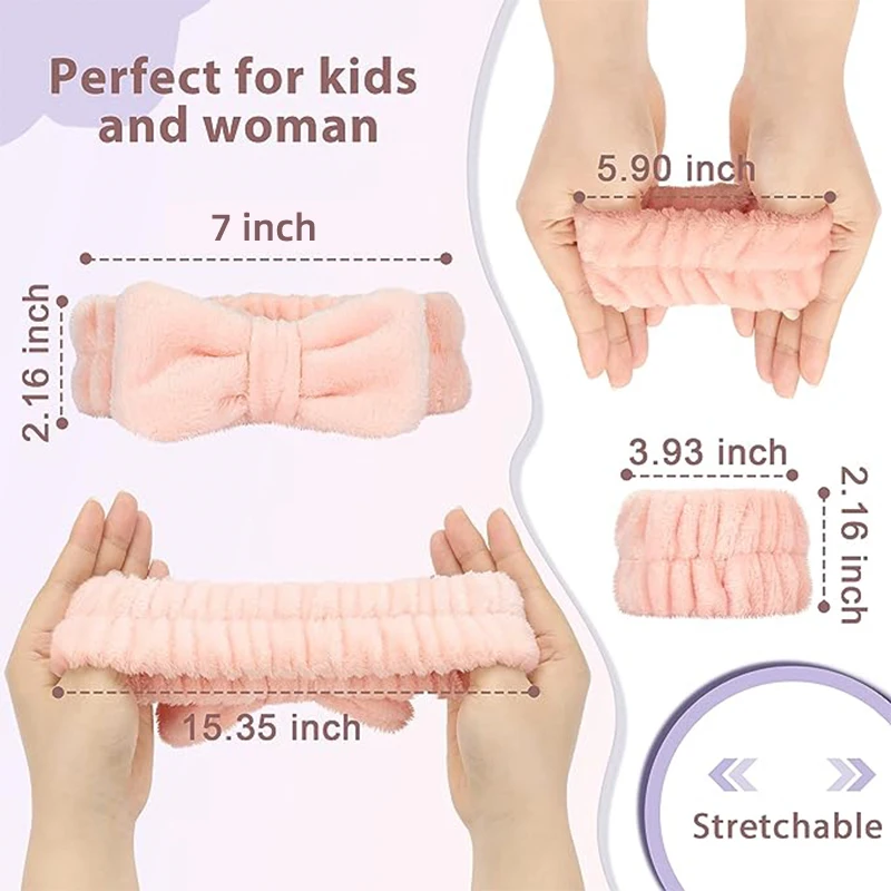 Повязка на голову женская для мытья лица обруч волос с бантом OMG 3 упаковки