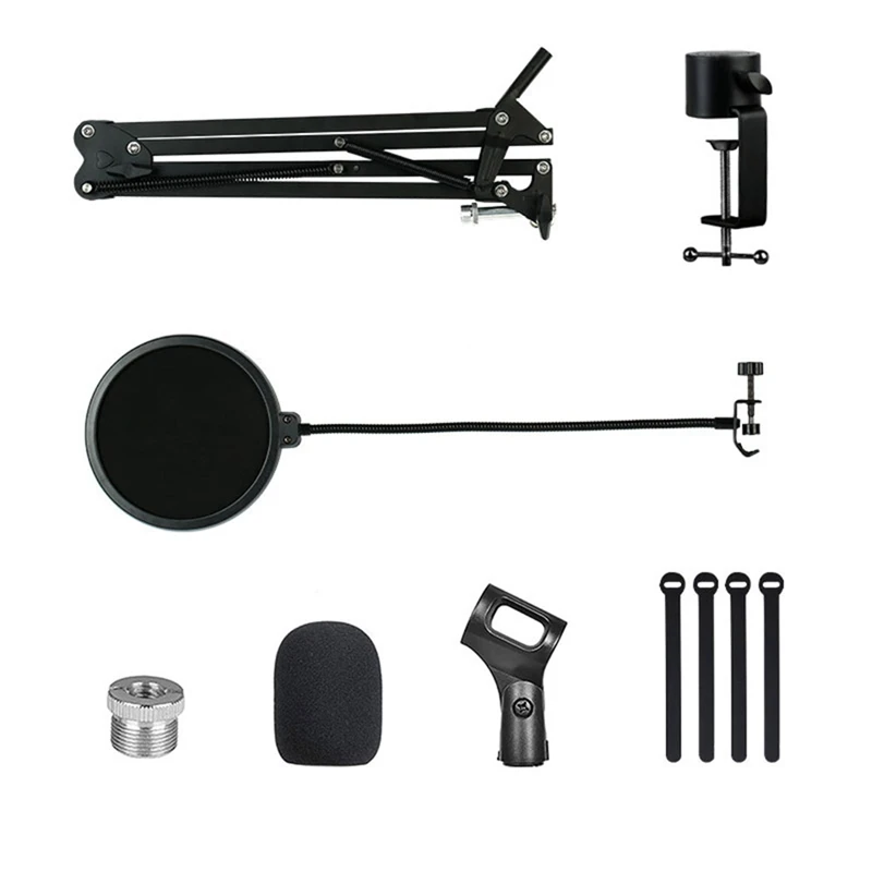 

Подставка для микрофона складная, тяжелая стойка с ножничным рычагом и фильтром для записи голоса