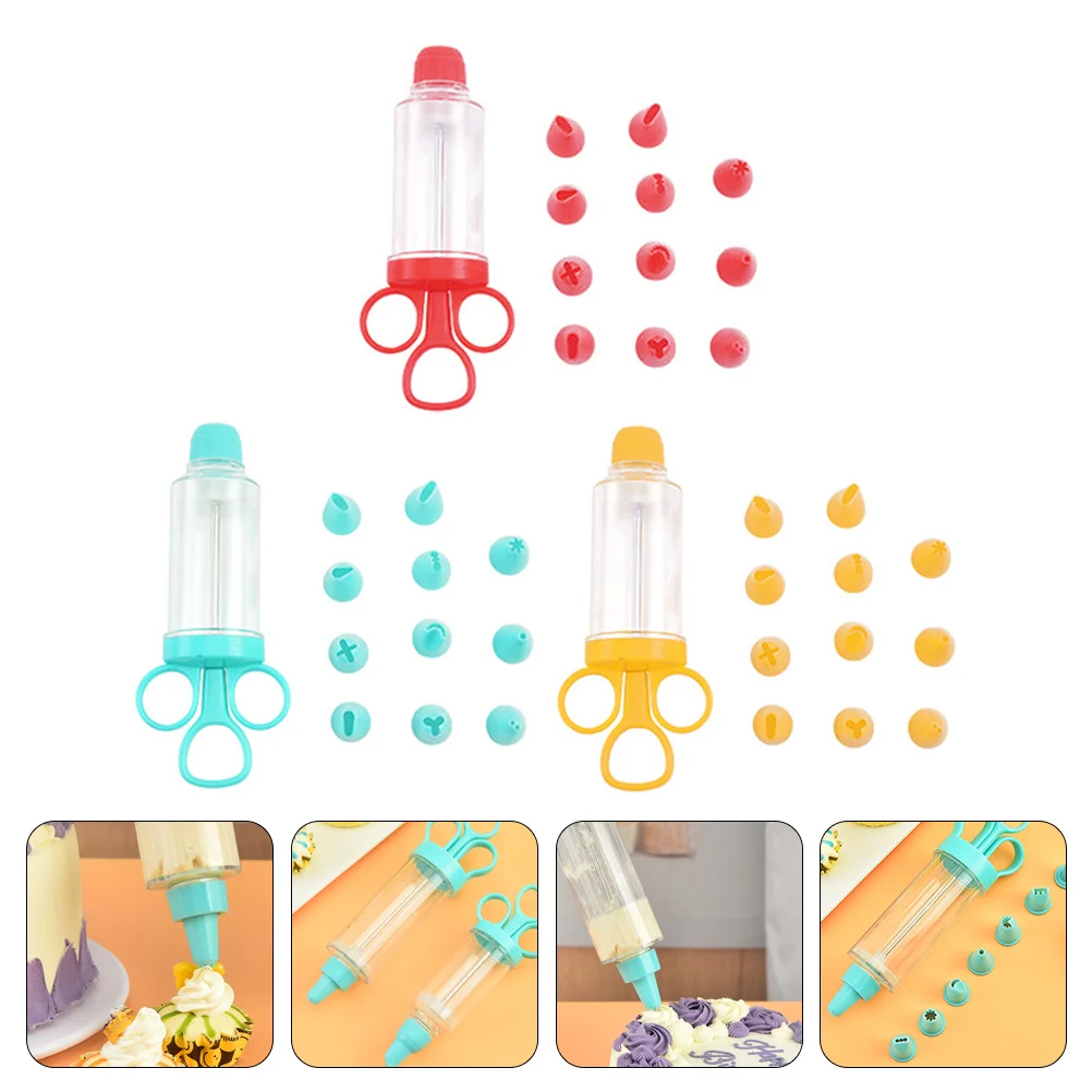 

3 Sets Pastry Press Icing Cookie Press Tool Cake Squirt Tool Cake Decorating Kit Household for Home Biscuit
