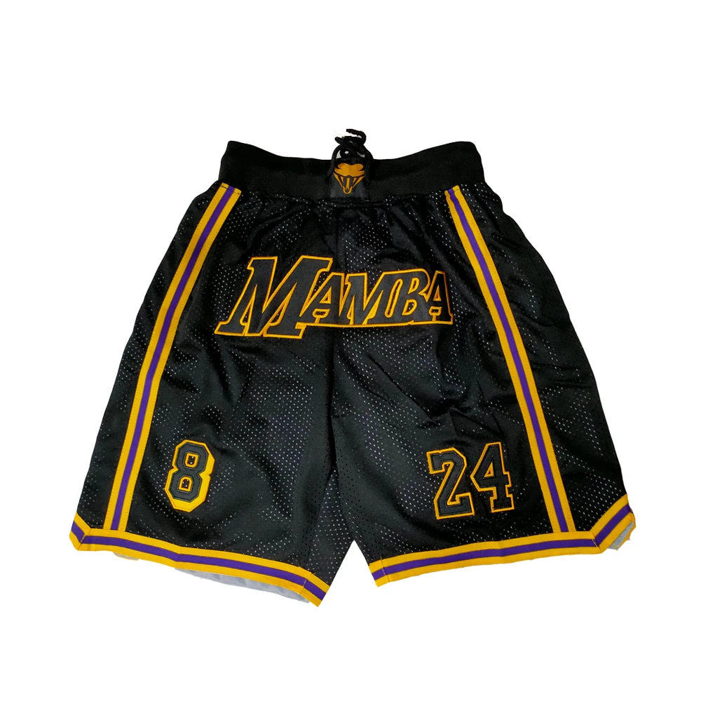 

Basketball Shorts Mamba 8 24 Elastic Drawstring Waistband Outdoor Sport Shorts Beach Pants Sewing Embroidery Black 2023 New