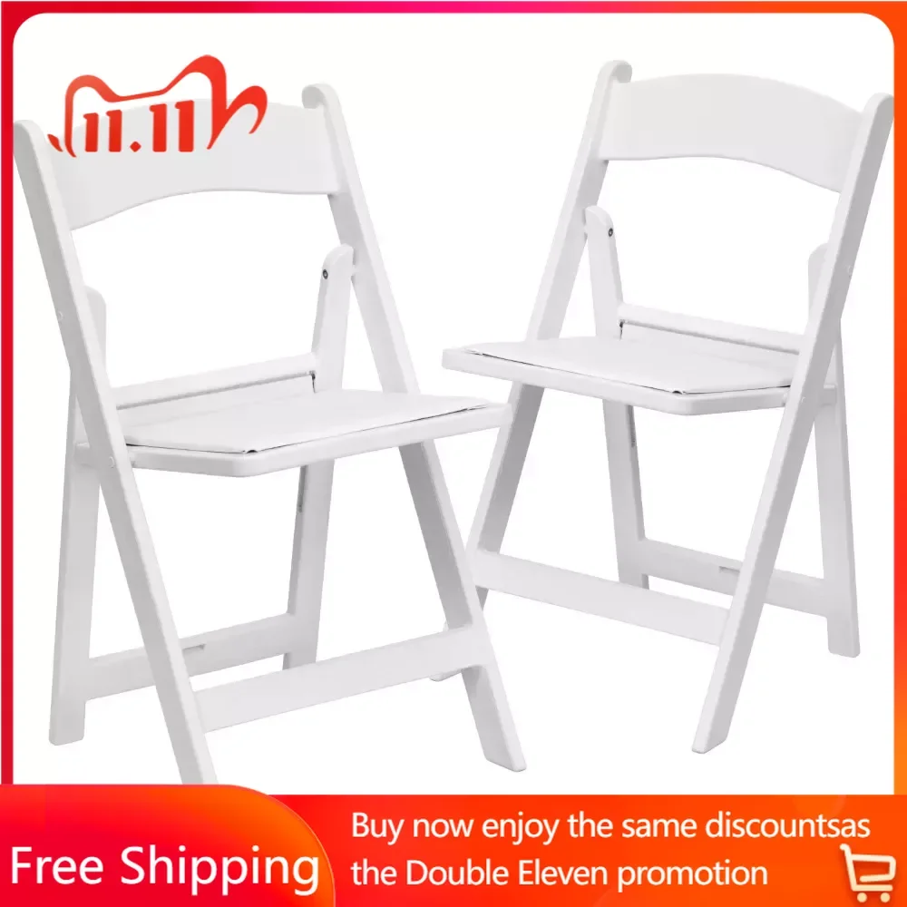 

Стулья для отдыха, складной стул, белая смола, 2 упаковки, вес 1000 фунтов, удобный стул для событий, складной стул для путешествий