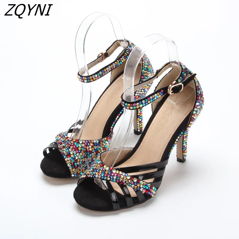 

Ins sexy women's high heels leather high heels crystal stiletto Party Wedding summer shoes extra large 43