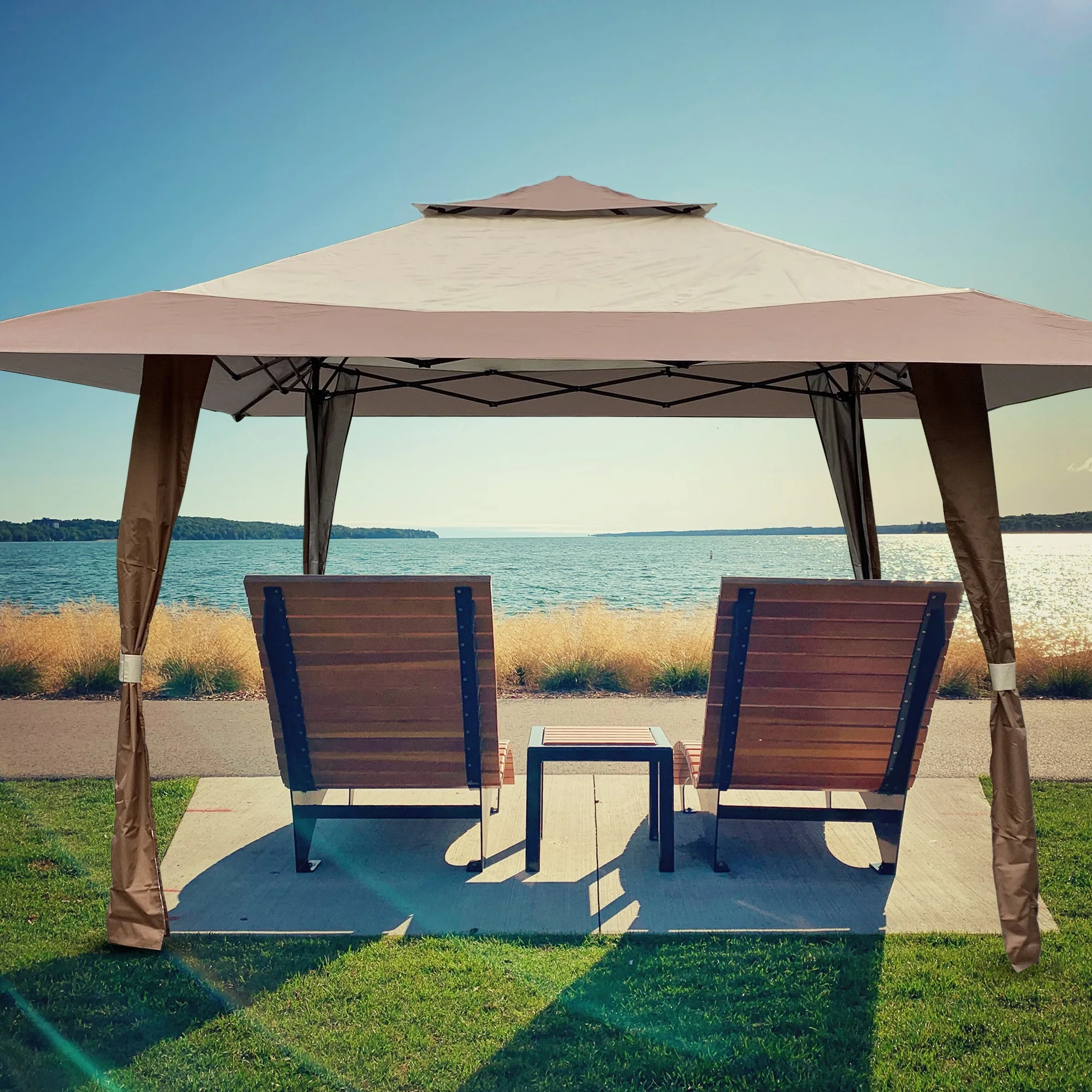 

YG Outdoor 13x13 Ft Canopy,Patio Pop-up Gazebo Canopy Tent With Corner Curtain,Suitable For Backyard, Party,Camping,Coffee