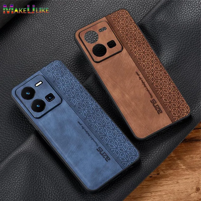 

Leather Case for Vivo Y35 Case Ultra Thin Cube Pattern Full Protect Cover for Vivo Y02S Y16 4G Y33S Y33E Y35 Y77E Y77 5G Case