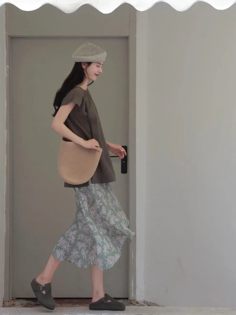 Модная женская летняя новая французская Однотонная юбка с коротким рукавом и