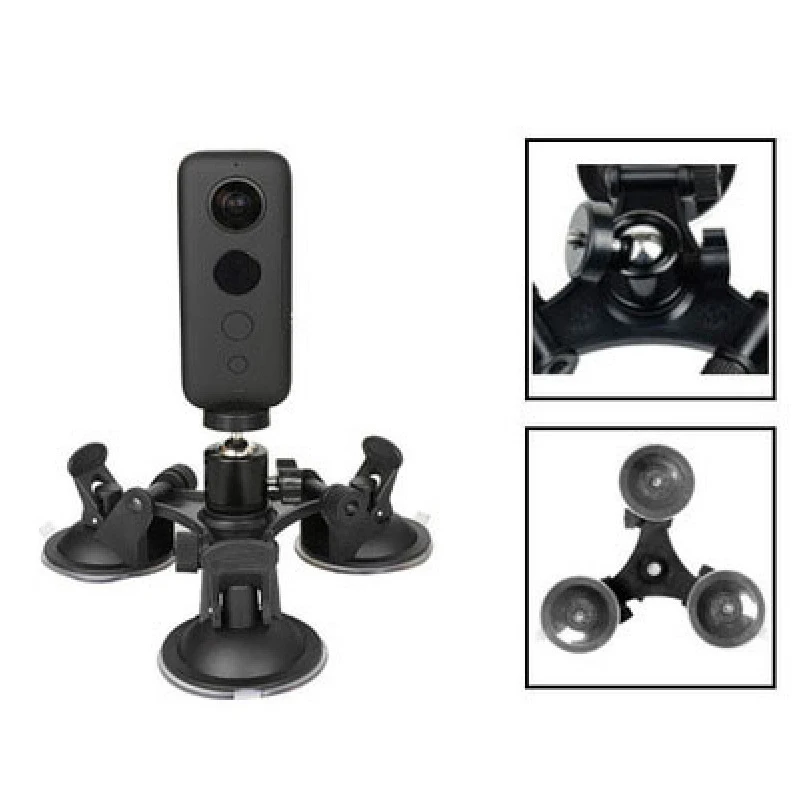 

Тройное крепление на присоске для камеры с шаровой головкой для Insta360 одна присоска автомобильный держатель крепление на окно аксессуары