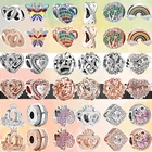 Новые розовые золотые бриллианты с полым паве короны и бабочки, сверкающие бусины, подходят для оригинальных браслетов Pandora с подвесками, женские Украшения