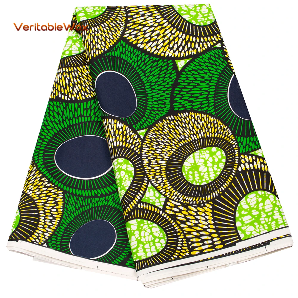 Veritablewax Fan Pattern African Fabric By the Yard Polyester Material For Handsewing High Quality Cloth for Party Dress A-26