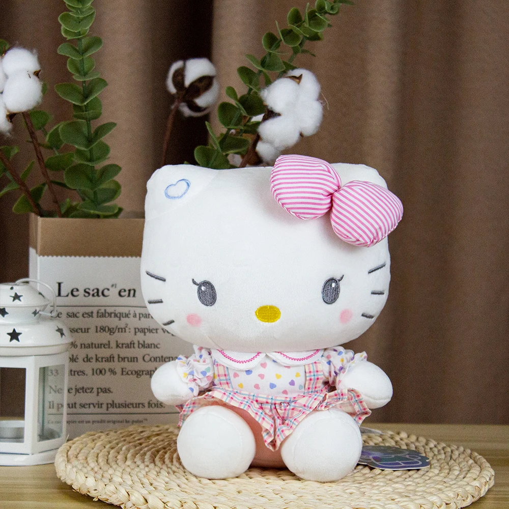 

Cute Hello Kitty Plush Toys Student Clothes Sanrio Original KT Cat Plushie Room Decoration Kawaii Anime Birthday Children Toy