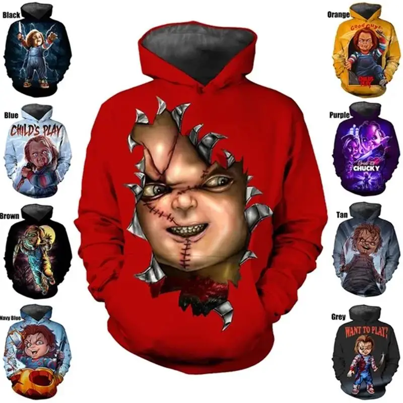 

Chucky Doll Horror Child's Play Hoodie Men Clothing 3D Printed New in Hoodies Women Harajuku Fashion y2k Pullovers Hooded Hoody