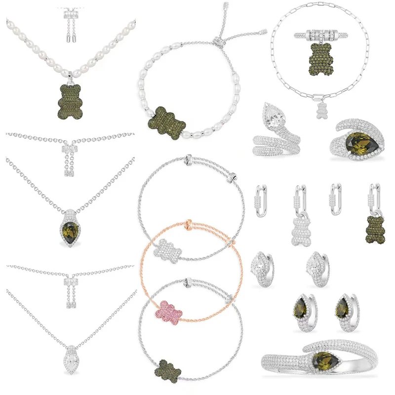 

LIDU 925 Стерлинговое Серебро январь 2023 новый зеленый медведь змея ожерелье браслет серьги кольцо модные изысканные отправить друзьям подарки