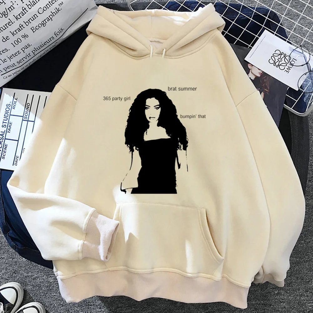 Толстовка Charli Xcx Brat с капюшоном в современном стиле harajuku дизайнерская элегантная