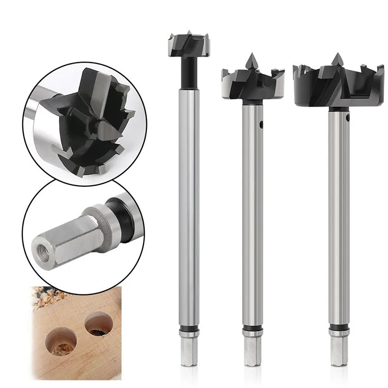 

1Pc Extended Hole Control Drill Tips Woodworking Tools Hole Saw Cutter Hinge Boring Drill Bits Round Shank Tungsten Carbide Cutt