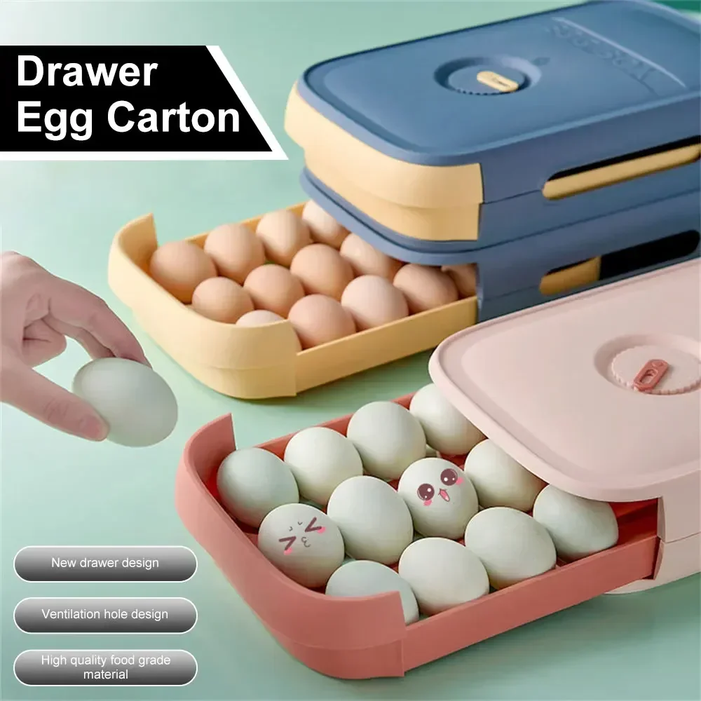

Egg Storage Containers Drawer Organizer Boxe Plastic Box With Lid Storage Egg Refrigerator Kitchen Organizer Drawer Egg Tray