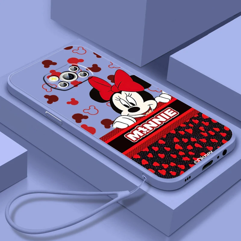 

Disney Mickey Minnie Art Liquid Rope Phone Case For Xiaomi Mi Poco M5s M5 X5 X4 X3 M4 M3 F4 F3 GT Pro NFC 5G Soft Cover