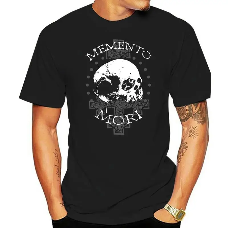 T-shirt Memento Mori Men's Black Cotton New Trends Tops Tee Shirt