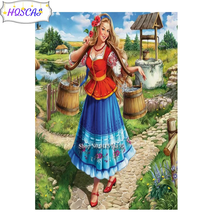 

5d diy AB Алмазная вышивка, Девушка страна пасторальная жизнь современный декор мозаика алмазная живопись полная квадратная/круглая картина