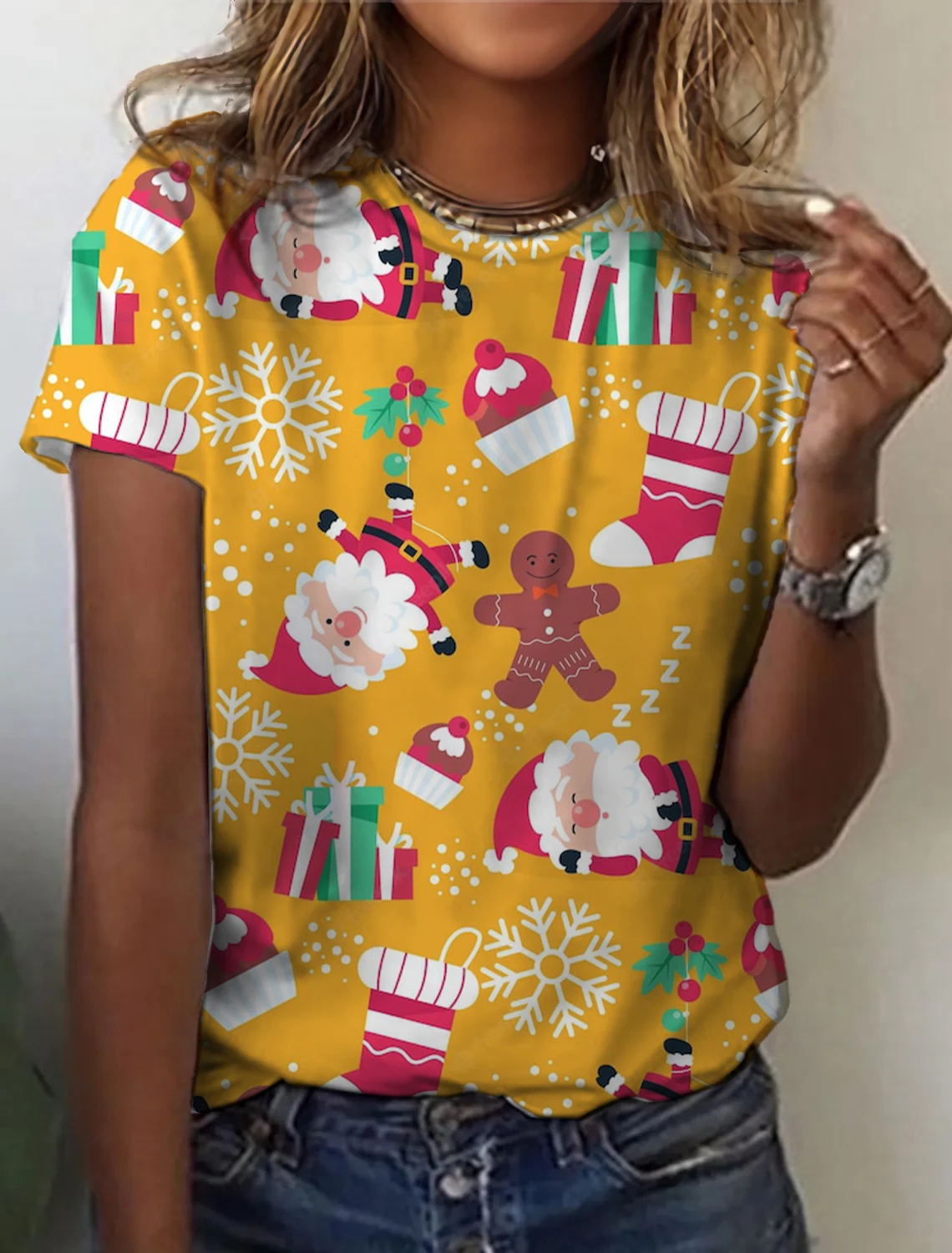 

New Christmas Woman T Shirt 3D Print O-Neck Short Sleeve Tees Luxury Female T-shirts Oversized Streetwear Y2k Clothing For Girls