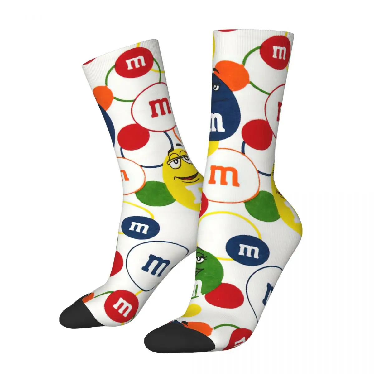 

Носки карамельных цветов M & m для мужчин и женщин, повседневные носки из полиэстера с рисунком, подарок на весну, лето, осень, зиму