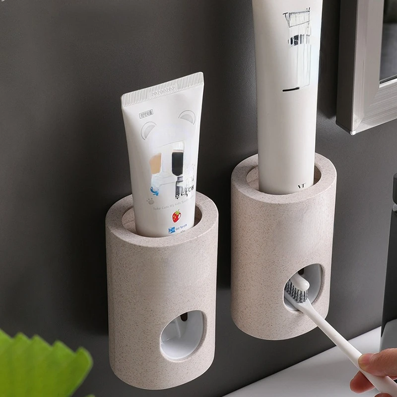 

2022New Toothpaste Dispenser Wall Mounted Bathroom Bathroom Accessories Waterproof Toothpaste Squeezer Toothbrush Holder ECOCO