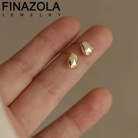 finazola trendy small waterdrop glossy stud earing 2022 new beans design copper metal fashion accessory women statement jewelry
