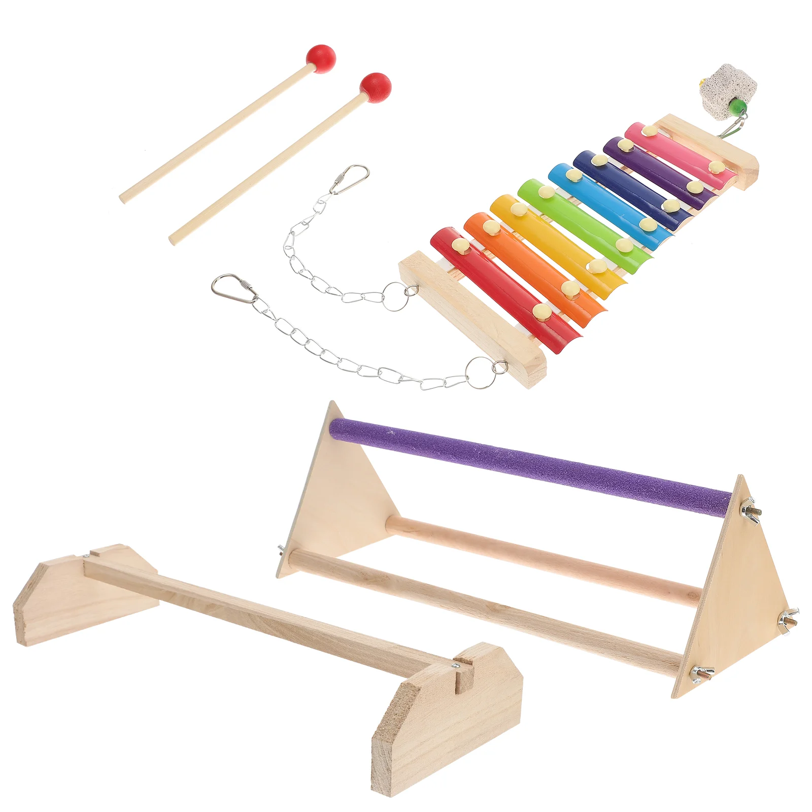 

1 Set Chicken Perch Fine Durable Wooden Novel Pigeon Stand Xylophone Gift Bird Stand