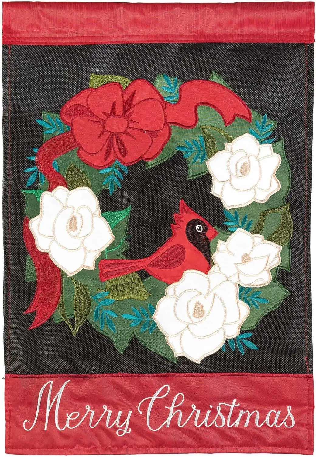 Фото Magnolia Garden Merry Christmas Red Poinsettia 13 x 18 Polyester Outdoor Hanging Garden Flag №1