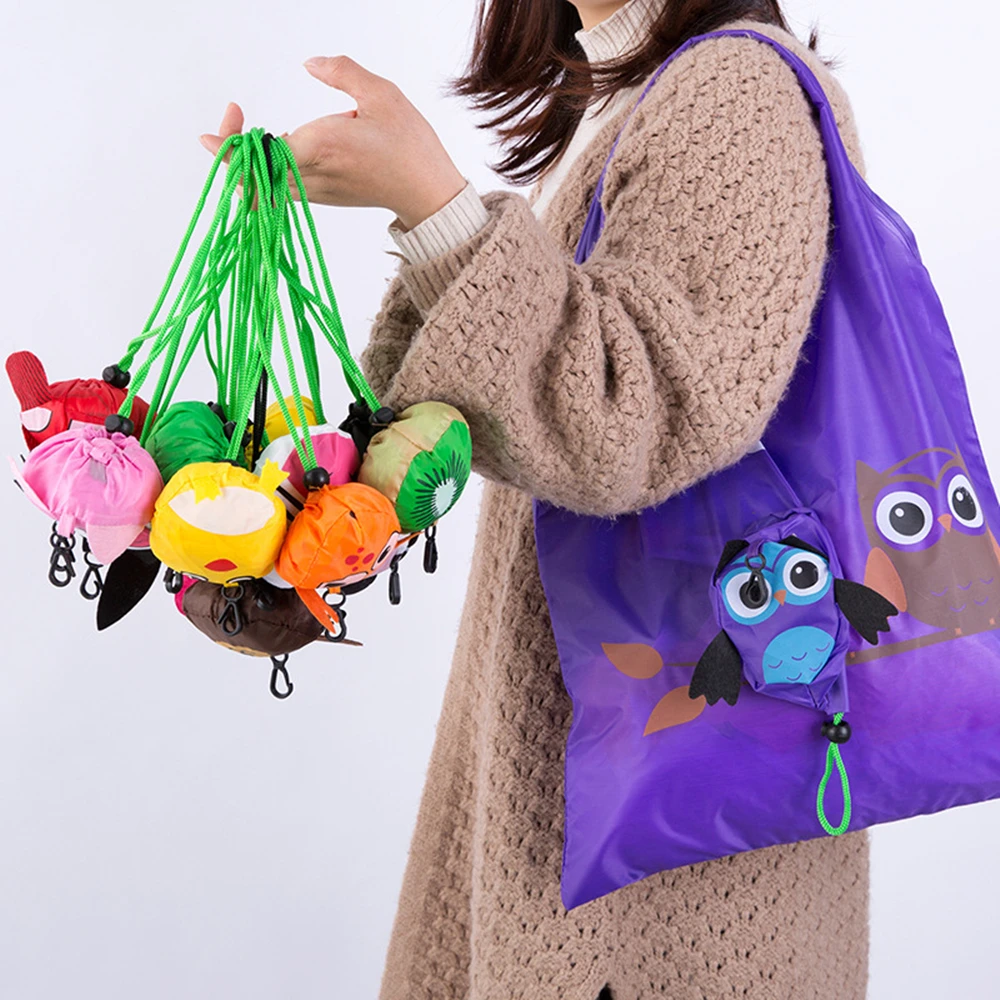

Cartoon Reusable Shoulder Bag Eco Friendly Foldable Shopping Bag Women Portable Grocery Bags Storage Tote Bag Home Organizator