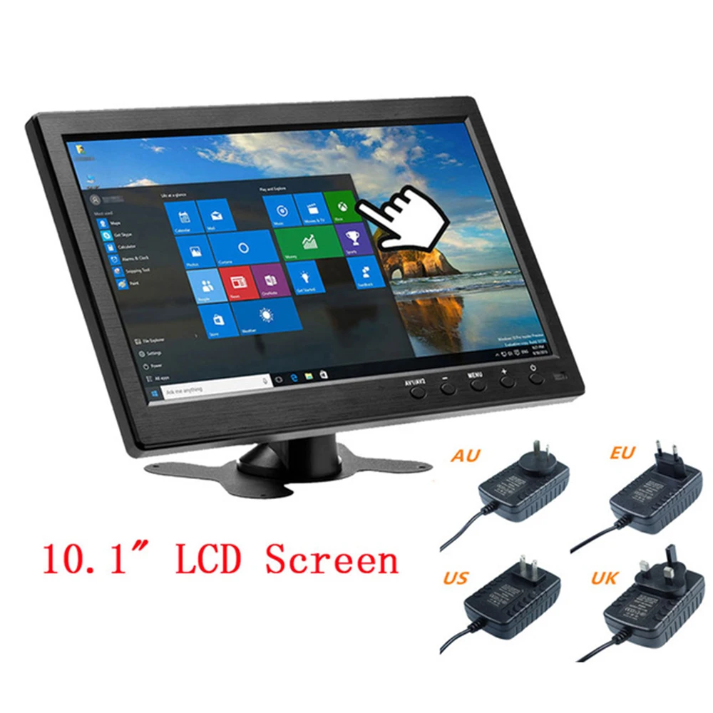 1024*600 LCD HD 10inch Mini Monitor TV Computer Display 2 Channel Video Input Portable Security Monitor With Speaker