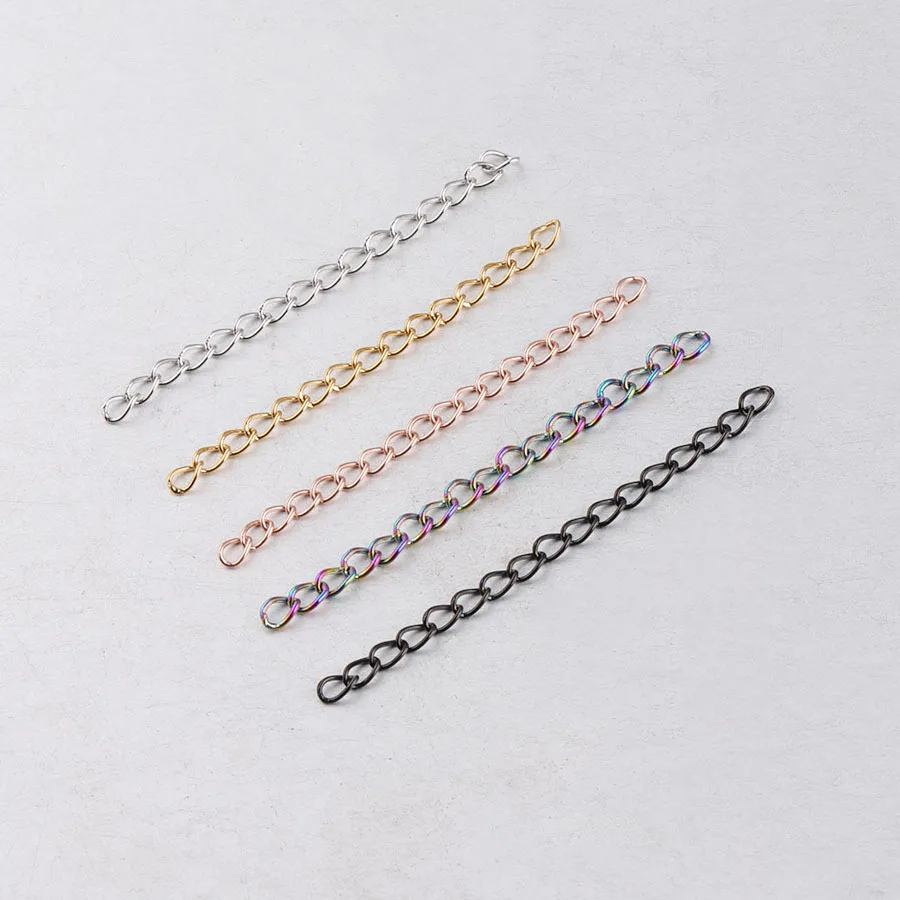 

ASON 10Pcs/Lot Stainless Steel 5cm Tail Chain Bracelet Necklace Extension Chain For Women Jewerly Collars Accessories Diy