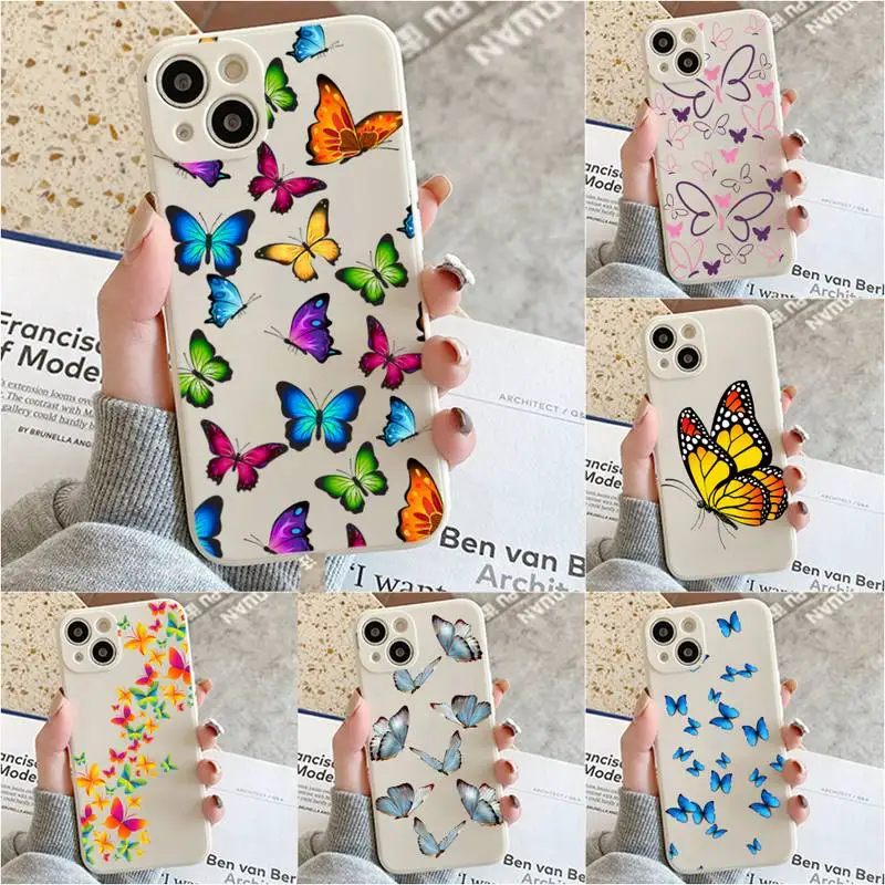

Cartoon Clear Glitter Butterfly Phone Case For Iphone 7 8 Plus X Xr Xs 11 12 13 Se2020 Mini Mobile Iphones 14 Pro Max Case