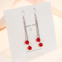 origin genuine 925 sterling silver drop earrings ruby jewelry gemstone for women trendy ruby round earrings orecchini gemstone