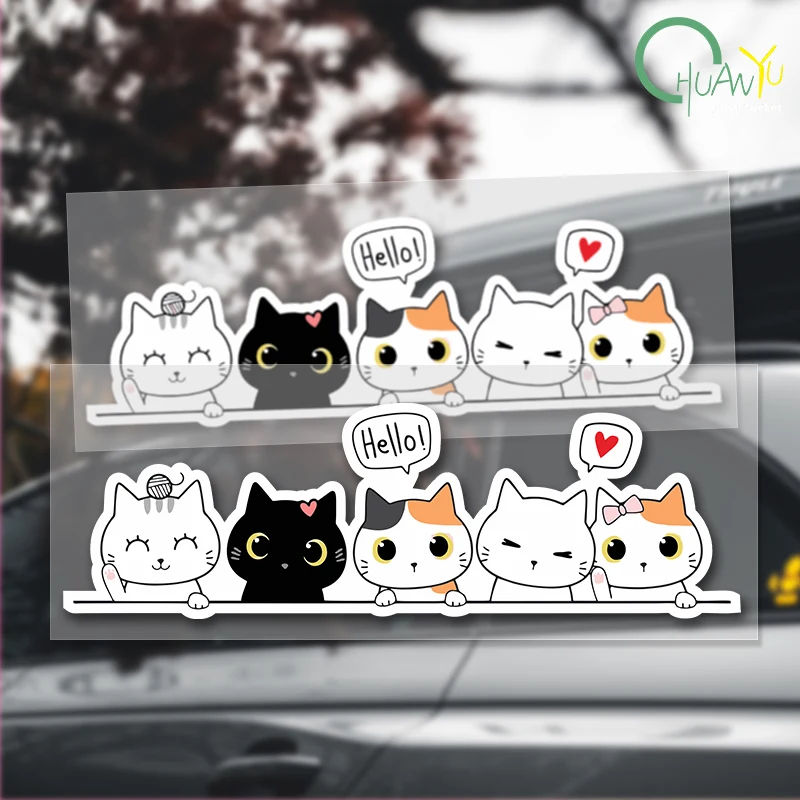 Автомобильная наклейка милый мультяшный Кот виниловые наклейки