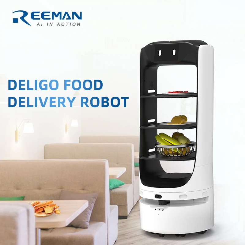 

Reeman Deligo Food Delivery Robot Smart Robotic Catering Service Waiter for Restaurant Coffee Shop Hotel and Fast Food Shop