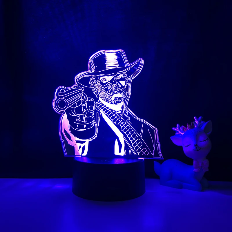 

Game Red Dead Redemption 2 Gift 3D LED Night Light For Kids Bedroom Decer RDR2 Arthur Morgan Figure Kids Birthday Gift Lamp