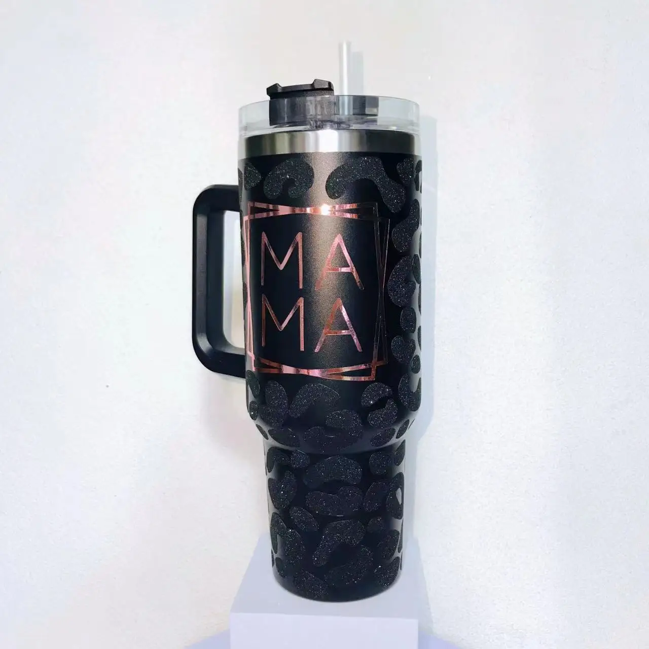 

Cheetah Print MAMA Tumbler Custom Name 40oz Tumbler with Straw Leopard Print Thermos Water Bottle Stainless Steel Gifts for Mom
