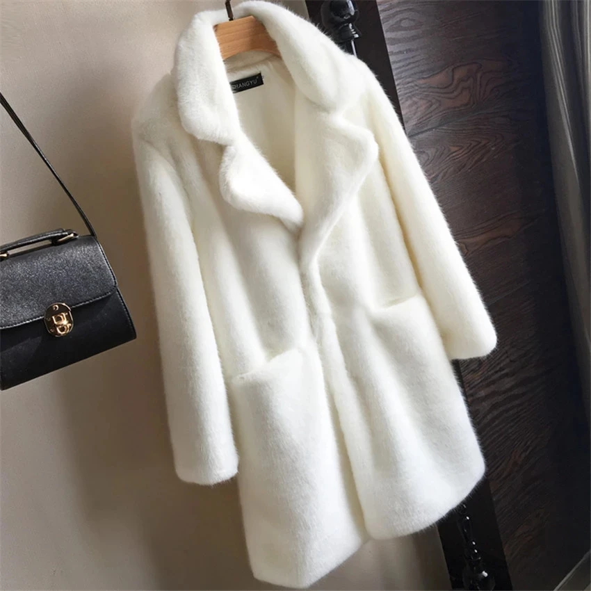 

Vrouwen Nertsen Faux Bontjas Effen Vrouwelijke Turn Down Kraag Winter Warm Fake Fur Lady Jas Casual Jack